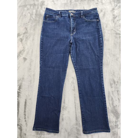 Lee Relaxed Fit High Rise Straight Leg Jean Size 14 SHORT Blue Dark Wash Stretch - Picture 1 of 13